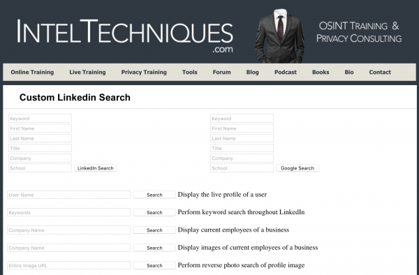 Inteltechniques Blog Search